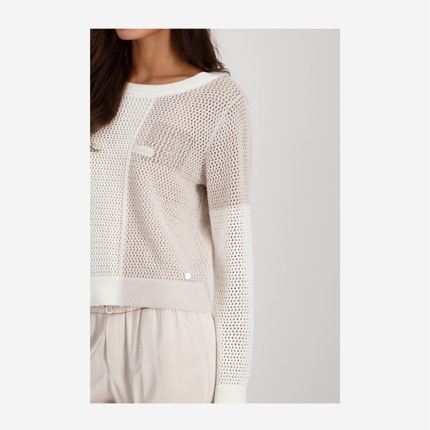 OPENWORK KNIT JUMPER WITH COLOUR BLOCKING