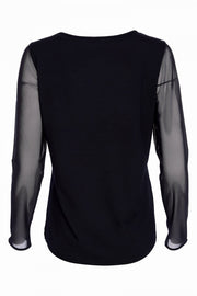 NAYA JERSEY ROUND NECK TOP WITH MESH SLEEVE NAW25106/09