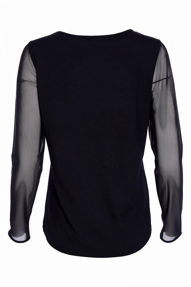NAYA JERSEY ROUND NECK TOP WITH MESH SLEEVE NAW25106/09
