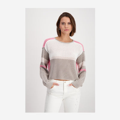 COLOUR BLOCKING SWEATER WITH AJOUR