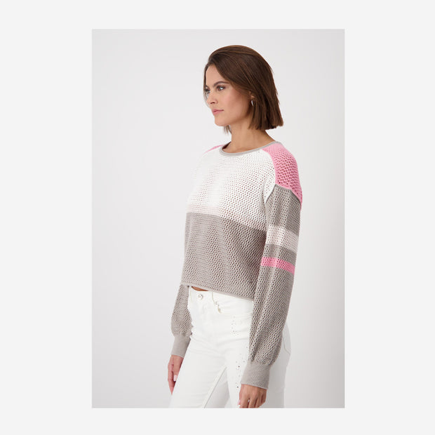 COLOUR BLOCKING SWEATER WITH AJOUR
