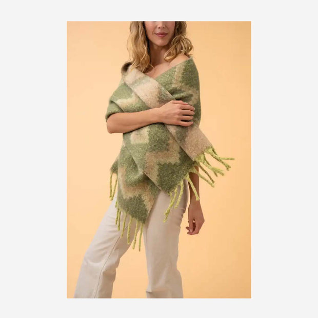 MELIA POLYESTER KNITTED SCARF-OLIVE