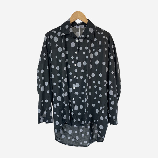 PRINTED COTTON VOILE OVERSIZED BLOUSE