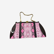 BAGUETTE SNAKE PRINT PINK GIFT BAG WITH GOLD CHAIN