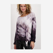 ELASTIC TOP SHIRT WITH ALL-OVER BATIK PRINT AND RHINESTONES