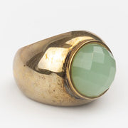 DRESS RING - GREEN AGATE/GOLD