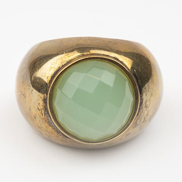 DRESS RING - GREEN AGATE/GOLD