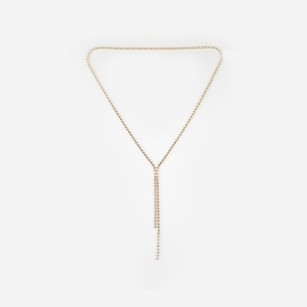 LONG DROP CRYSTAL NECKLACE - ROSE GOLD