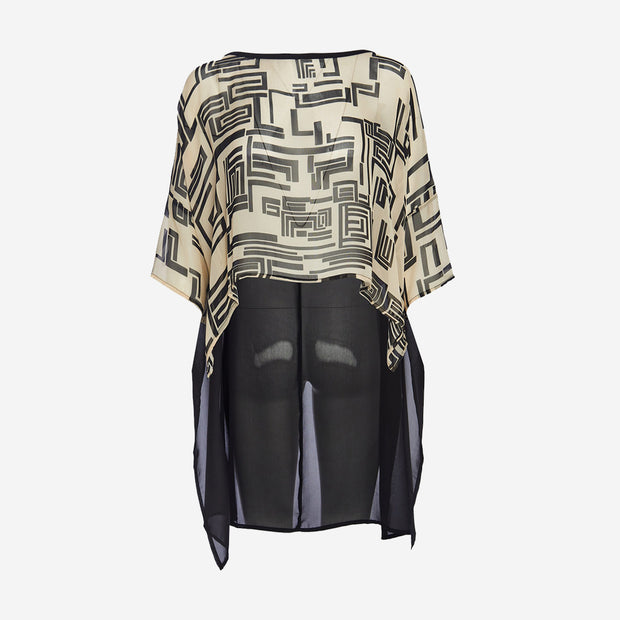 PRINT TOP WITH CHIFFON BACK