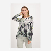TOP WITH GLITTER AND FLORAL PATTERN
