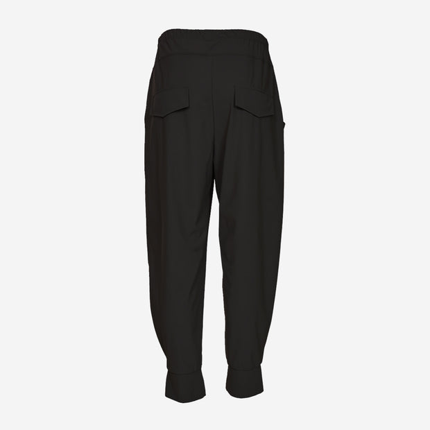 TRAVEL FABRIC TROUSERS WITH CUFF - BLACK