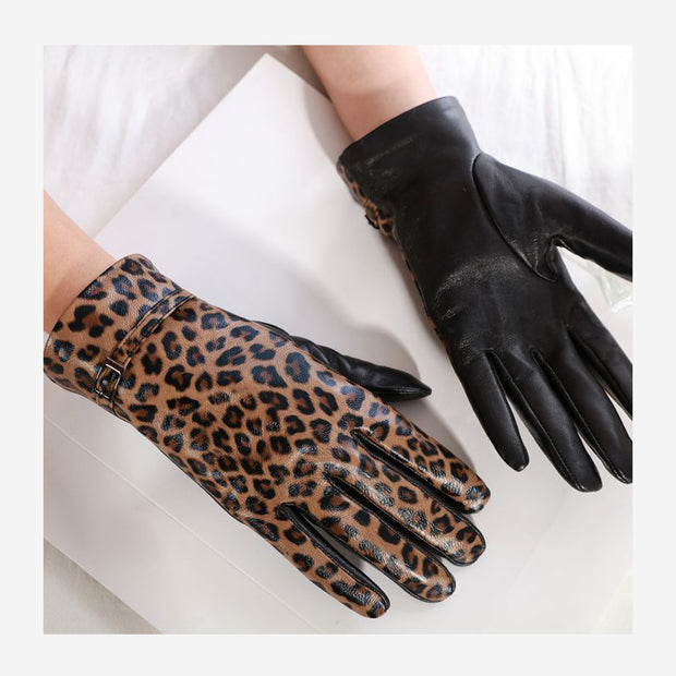 LEATHER LEOPARD GLOVES
