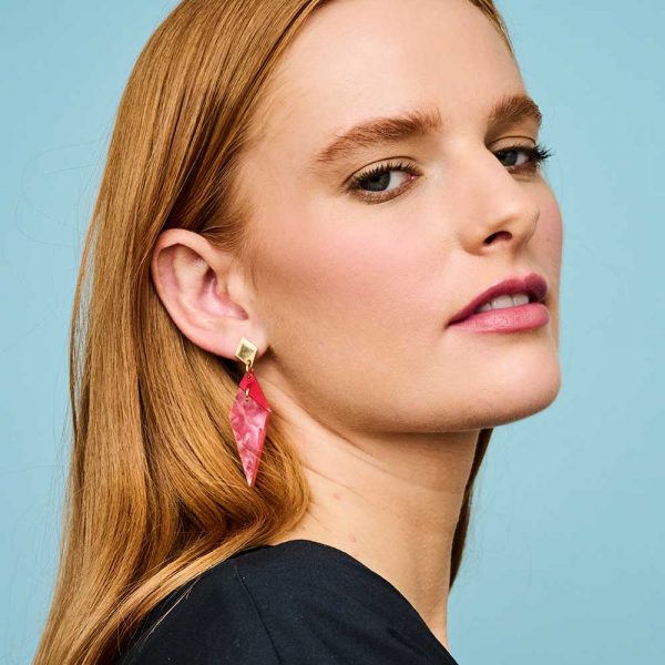 ABSTRACT DIAMONDS-PINK/RED EARRINGS
