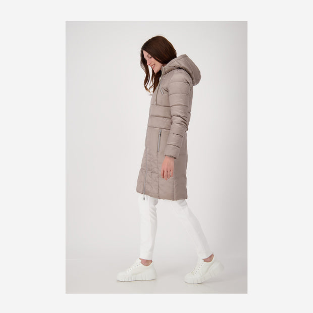 OUTDOOR QUILTED COAT WITH ZIPPER AND SHINY EFFECT
