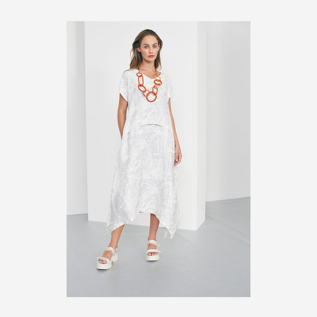 DIPPED HEM PRINT DRESS