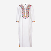 TRIBAL EMBROIDERED MAXI DRESS - WHITE