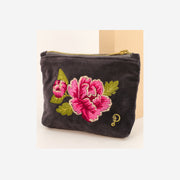 PAINTED PEONY VELVET MINI POUCH